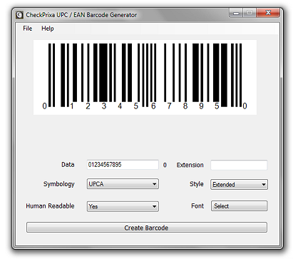 Click to view CheckPrixa UPC Generator 1.0 screenshot